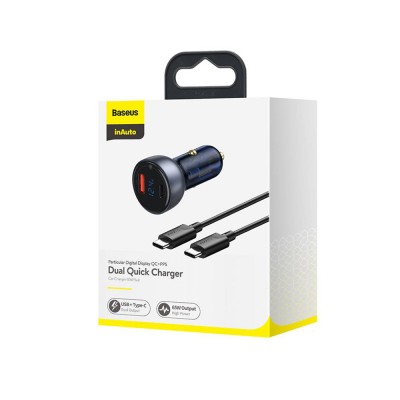 Baseus PPS Car Charger Set Particular Digital Display Black (TZCCKX-0G) (BASTZCCKX-0G)