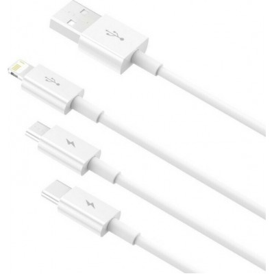 Baseus Superior Cable USB Lightning / micro USB / USB Type 3.5 A 1.5m White (CAMLTYS-02)