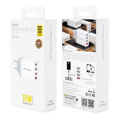 Charger 33W WK USBx4 QC3.0 White WP-U125
