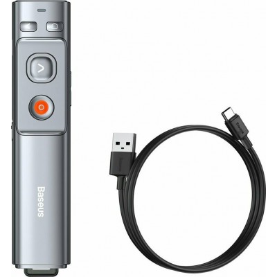 Baseus Presenter με Πορτοκαλί Laser και Πλήκτρα Slideshow σε Ασημί Χρώμα (WKCD000013) (BASWKCD000013)
