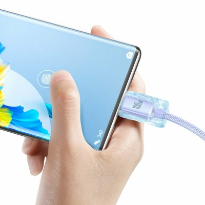 Baseus Crystal Shine Braided USB 2.0 Cable USB-C male - USB-A male Μωβ 1.2m (CAJY000405) (BASCAJY000405)