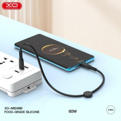 XO NB-Q248A ΚΑΛΩΔΙΟ ΦΟΡΤΙΣΗΣ SALUO SERIES SILICONE PD ΣΕ LIGHTNING, 27W, 25cm, ΜΑΥΡΟ