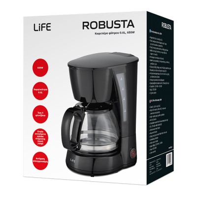 LIFE ROBUSTA Καφετιέρα φίλτρου 0.6L, 650W.