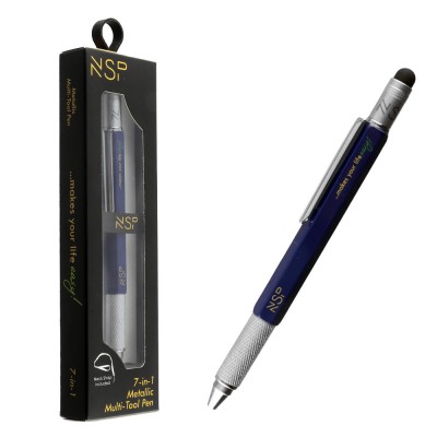 NSP ΣΤΥΛΟ 7IN1 METALLIC MULTI-TOOL PEN BLUE