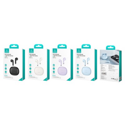 USAMS earphones με θήκη φόρτισης US-YO17, True Wireless, μαύρα