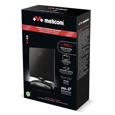 MELICONI AT 49 USB Εσωτερική κεραία με ενισχυτή 49 dB, κατάλληλη για τη λήψη αναλογικής και ψηφιακής τηλεόρασης.