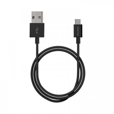 Puro Cable in TPE da USB-A a Type-C, USB 2.0, 1 m Black