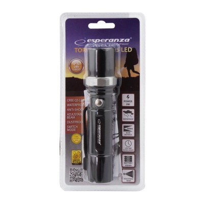 ESPERANZA Φακός Sirius EOT003, Cree Q5 LED, 5W, 250 lumens, μαύρος
