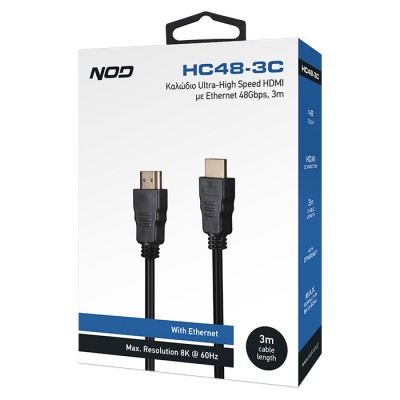 NOD HC48-3C Καλώδιο Ultra-High Speed HDMI με Ethernet 48Gbps, HDMI αρσ. - HDMI αρσ. 3m.