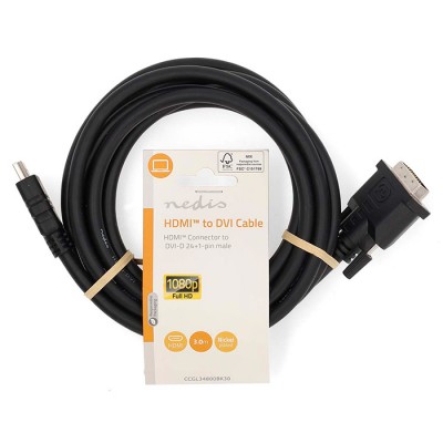 NEDIS CCGL34800BK30 Καλώδιο High Speed HDMI αρσ. - DVI-D 24+1-Pin αρσ., 3.00m σε μαύρο χρώμα.