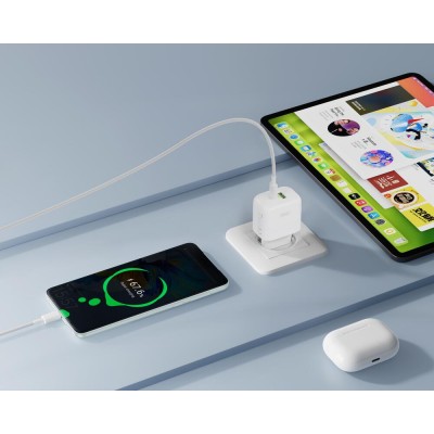 XO L138 ΦΟΡΤΙΣΤΗΣ 30W GAN NITRIDE 1 ΘΥΡΑ USB + 1 ΘΥΡΑ PD, ΛΕΥΚΟΣ