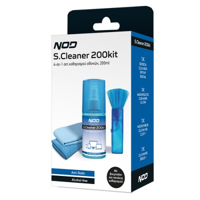 NOD S.CLEANER 200KIT 4-σε-1 σετ καθαρισμού οθονών, 200ml. NOD S.CLEANER 200KIT 4-σε-1 σετ καθαρισμού οθονών, 200ml.