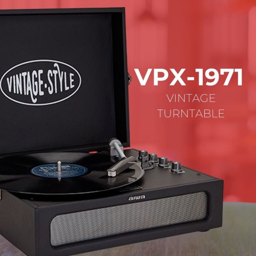 AIWA VINTAGE TURNTABLE IN LEATHER BRIEFCASE BLACK AIWA VINTAGE TURNTABLE IN LEATHER BRIEFCASE BLACK