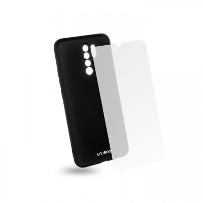 EGOBOO backcover for Xiaomi Redmi 9, Black + Tempered Glass EGOBOO backcover for Xiaomi Redmi 9, Black + Tempered Glass