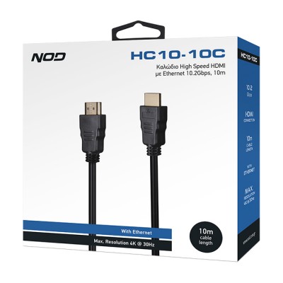 NOD HC10-10C Καλώδιο High Speed HDMI με Ethernet 10.2Gbps, HDMI αρσ. - HDMI αρσ., 10m.