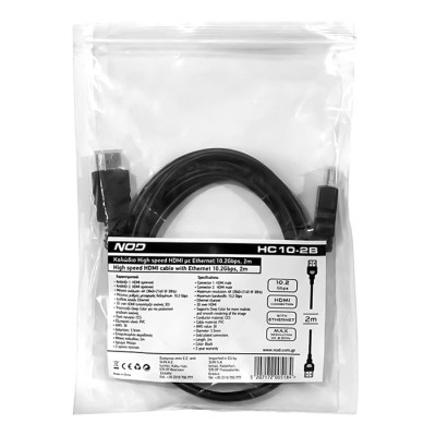 NOD Καλώδιο High Speed HDMI με Ethernet 10.2Gbps, HDMI αρσ. - HDMI αρσ., 2m.