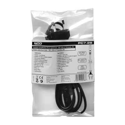 NOD PC7-2B Καλώδιο τροφοδοσίας Euro αρσενικό - IEC-320-C7 θηλυκό, 2m. NOD PC7-2B Καλώδιο τροφοδοσίας Euro αρσενικό - IEC-320-C7 θηλυκό, 2m.