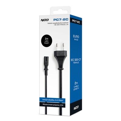 NOD PC7-2C Καλώδιο τροφοδοσίας Euro αρσενικό - IEC-320-C7 θηλυκό, 2m. NOD PC7-2C Καλώδιο τροφοδοσίας Euro αρσενικό - IEC-320-C7 θηλυκό, 2m.