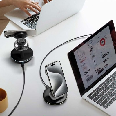 ICY BOX 3 IN 1 WIRELESS CHARGING STAND FOR SMARTPHONES, SMARTWATCH & EARPHONES ANTHRACITE