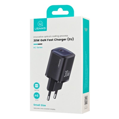 USAMS φορτιστής τοίχου US-CC251, USB-C, 30W, GaN, μαύρος USAMS φορτιστής τοίχου US-CC251, USB-C, 30W, GaN, μαύρος
