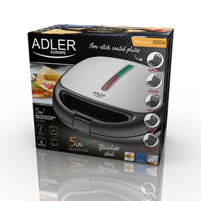 ADLER 5-IN-1 MULTIFUNCTIONAL BAKING DEVICE 1200W BLACK/SILVER