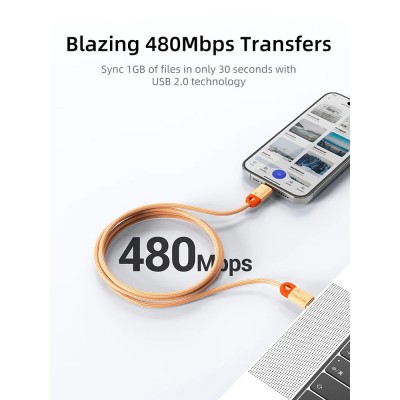 CABLETIME καλώδιο USB-C CT-CM60-PBW, 60W PD, 480Mbps, 0.25m, μπλε