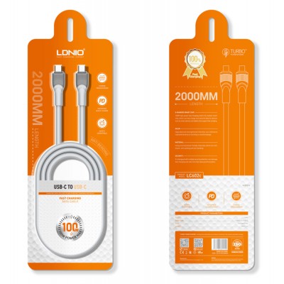 LDNIO καλώδιο USB-C σε USB-C LC602C, 100W PD, 2m, γκρι