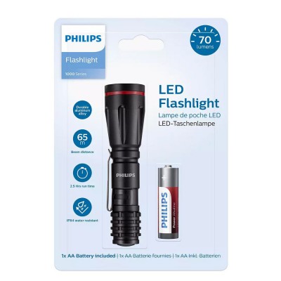 PHILIPS φορητός φακός LED SFL1000P-10, 1000 series, 70lm, μαύρο