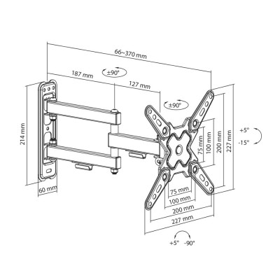 SBOX WALL MOUNT WITH DOUBLE ARM 13'-43' MAX VESA 200x200 SBOX WALL MOUNT WITH DOUBLE ARM 13'-43' MAX VESA 200x200