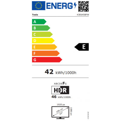 TESLA LED TV 43E645BFW 43