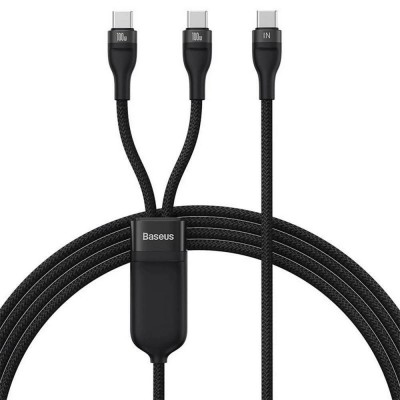 Baseus Καλώδιο USB 2σε1 Flash Series USB-C σε USB-C 100W, 1.5m Μαύρο (CASS060001) (BASCASS060001) Baseus Καλώδιο USB 2σε1 Flash Series USB-C σε USB-C 100W, 1.5m Μαύρο (CASS060001) (BASCASS060001)