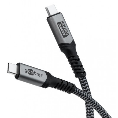 GOOBAY καλώδιο USB-C 74212, USB4, 240W, 40Gbps, 8K/60Hz, 1.5m, γκρι GOOBAY καλώδιο USB-C 74212, USB4, 240W, 40Gbps, 8K/60Hz, 1.5m, γκρι