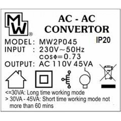 MW-2P045 ΤΡΟΦΟΔΟΤΙΚΟ AC-AC 45W  MINWA
