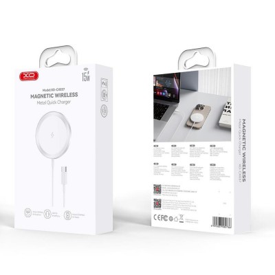 XO CX037 IPHONE MAGNETIC METAL ΑΣΥΡΜΑΤΟΣ ΦΟΡΤΙΣΤΗΣ 15W 3-IN-1, ΛΕΥΚΟΣ