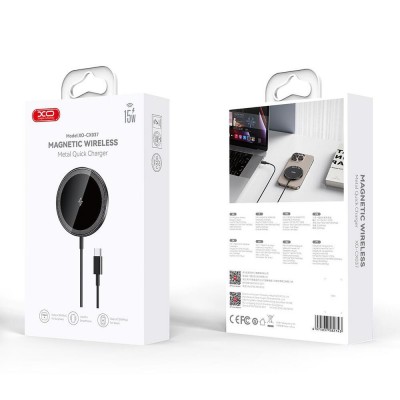 XO CX037 IPHONE MAGNETIC METAL ΑΣΥΡΜΑΤΟΣ ΦΟΡΤΙΣΤΗΣ 15W 3-IN-1, ΜΑΥΡΟΣ