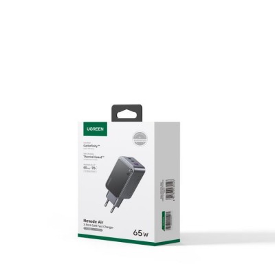 Charger GaN UGREEN X553 65W PDx2+QC4.0 Gray 35042