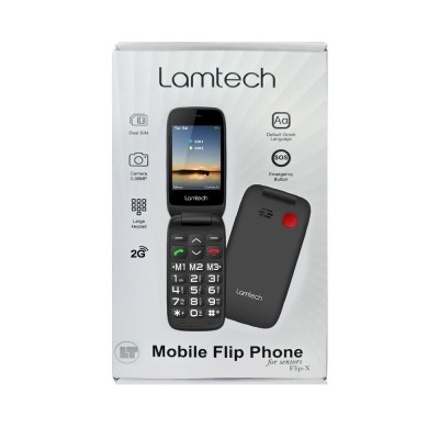 LAMTECH FLIP PHONE 2.8' DISPLAY WITH BT, FM RADIO, SOS, 1400 mAh, GR MENU FLIP-X BLACK
