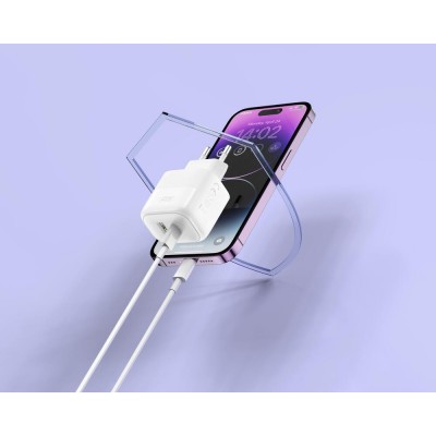 XO L137 ΦΟΡΤΙΣΤΗΣ PD20W/QC18W, 1 ΘΥΡΑ USB + 1 ΘΥΡΑ PD, ΜΕ ΚΑΛΩΔΙΟ LIGHTNING, ΛΕΥΚΟ