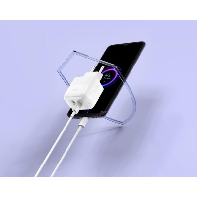 XO L137 ΦΟΡΤΙΣΤΗΣ PD20W/QC18W, 1 ΘΥΡΑ USB + 1 ΘΥΡΑ PD, ΜΕ ΚΑΛΩΔΙΟ TYPE-C, ΛΕΥΚΟ
