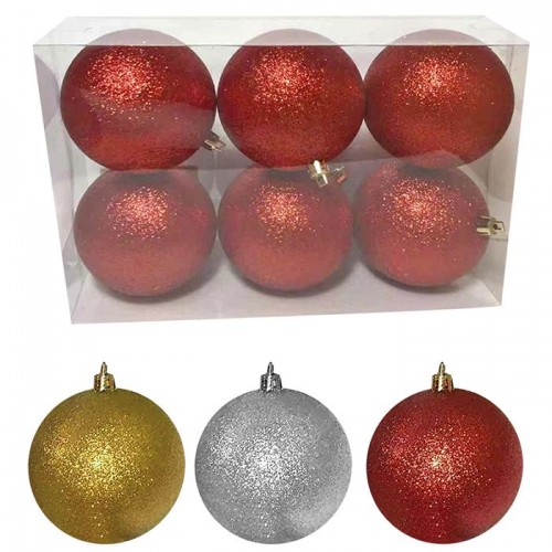 Μπάλα Glitter πακ=6τεμ φ8 ø8cm Xmasfest 1131716