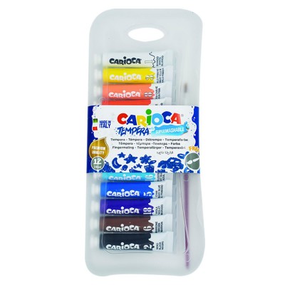 Σετ 12 Τέμπερες Παλέτα & Πινέλο Carioca 12x10ml Carioca 40012