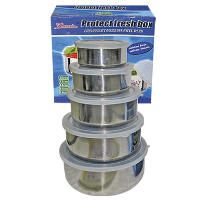 Δοχεία Τροφίμων Inox σετ=5τεμ 18x6cm/16cm/14cm/12cm/10cm Homie 101138