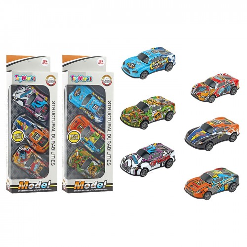 3 Αγωνιστικά Μεταλλικά Pull Back σε Κουτί 11x31x5cm ToyMarkt 902324