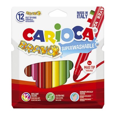 Μαρκαδόροι Carioca Bravo σετ=12 Χρώματα Μύτη ø6mm Carioca 42755 Μαρκαδόροι Carioca Bravo σετ=12 Χρώματα Μύτη ø6mm Carioca 42755