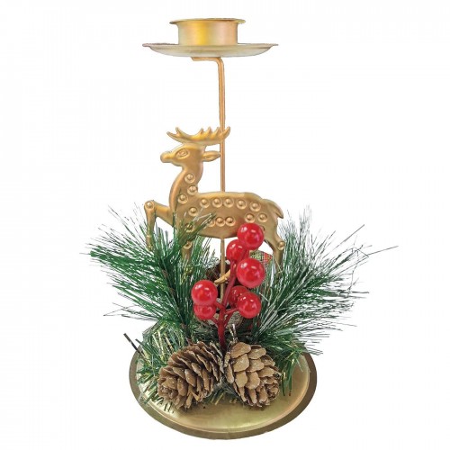 Κηροπήγιο για Μακρύ Κερί με Ελάφι 15,5x8cm Xmasfest 1133789