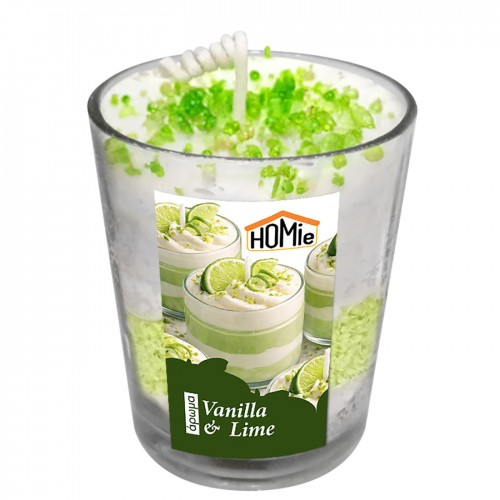 Κερί Βάζο Σχέδιο Επιδόρπιο με Βανίλια και Lime 180g net 8x ø7cm Homie 57516