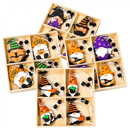 Στολίδια Ξύλινα Halloween σετ=12τεμ Σύνολο=14x14cm τεμ=6cm Carnavalista 232835