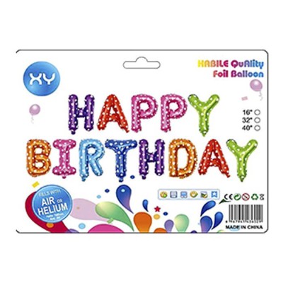 Φουσκωτό Μεταλλιζέ Happy Birthday Ύψος γραμμάτων=41cm Homie 116791
