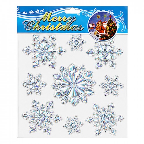 Αυτοκόλλητα 3D Χιόνια με Κρυστάλλινη όψη 26x22cm Xmasfest 1134153